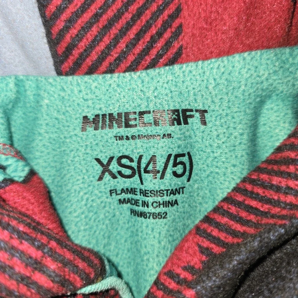 Boys Pajama Lot 2 Sets Minecraft and Bear Buffalo Plaid Fleece XS 4/5